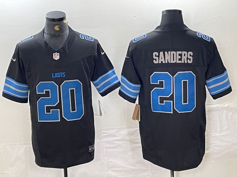 Men Detroit Lions #20 Sanders Black Three generations 2024 Nike Vapor F.U.S.E. Limited NFL Jersey->detroit lions->NFL Jersey